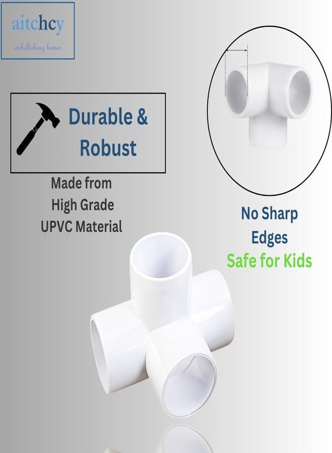 Aitchcy 4 Way PVC Elbow for 20mm to 21mm Outer Diameter Pipes Only | Heavy Duty 4 Way Connector for Furniture & DIY | 4 Way PVC Pipe Joint (Not for CPVC or 23mm+ OD Pipe) (Pack of 4) - Image 5